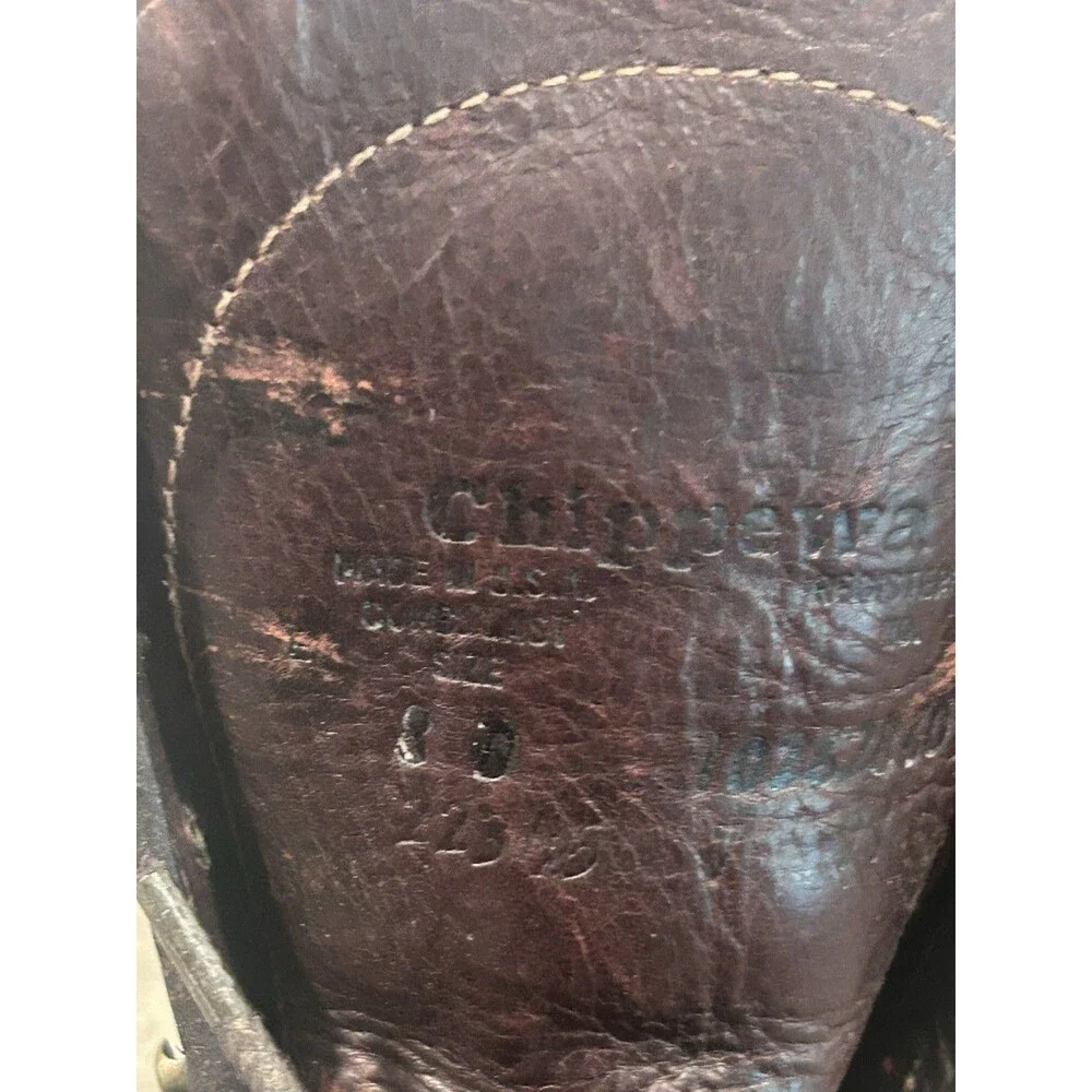 Chippewa Packer Logger Men’s Leather Boots Brown Size 8 D Kiltie Lace Up Western